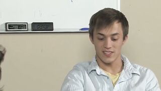 Sloppy sucking and banging from behind for horny twink men