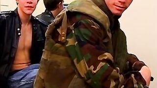 Young military studs sucked off by masked perv