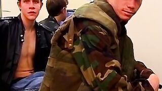 Young military studs sucked off by masked perv