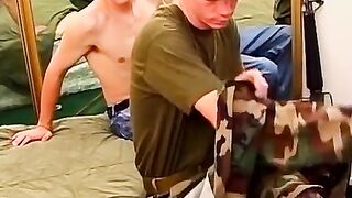 Young military studs sucked off by masked perv
