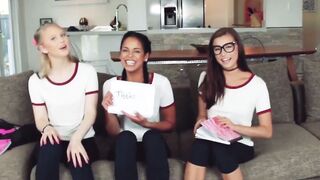 TeenGroupSex.com - Amazing petite sluts share gigantic cock in POV