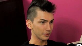 Emo twink Colby London fucking hard after big cock blowjob
