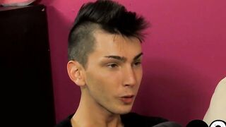 Emo twink Colby London fucking hard after big cock blowjob