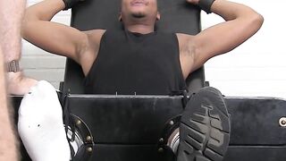 MaleFeetXXX.com - Ebony jock Trent King tied and endlessly tickled