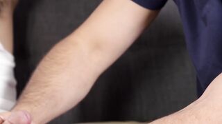 Enzo Muller helps his injured buddy Nate Rose with his big cock