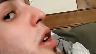 Horny straight thug Axel plays with the guitar and his cock
