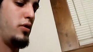 Horny straight thug Axel plays with the guitar and his cock