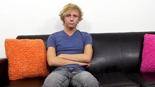 Twink enjoys nice interview before stroking his big penis