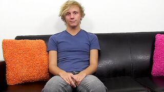 Twink enjoys nice interview before stroking his big penis