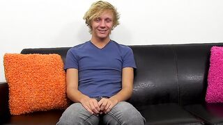 Twink enjoys nice interview before stroking his big penis