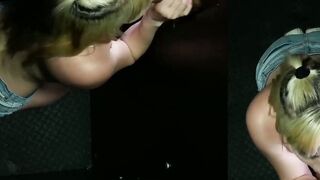 Blonde babe Sage Pilar has her first gloryhole blowjob debut