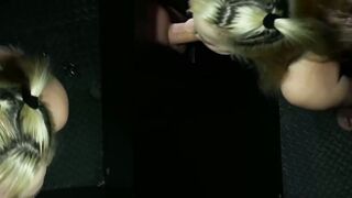 Blonde babe Sage Pilar has her first gloryhole blowjob debut