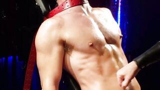 Hottie jock aroused as he gets choked and punched by master