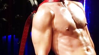 Hottie jock aroused as he gets choked and punched by master