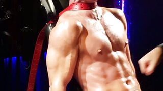 Hottie jock aroused as he gets choked and punched by master