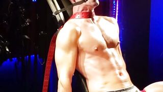 Hottie jock aroused as he gets choked and punched by master