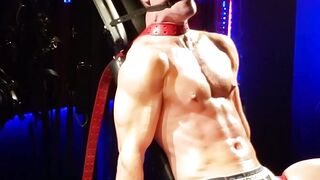Hottie jock aroused as he gets choked and punched by master