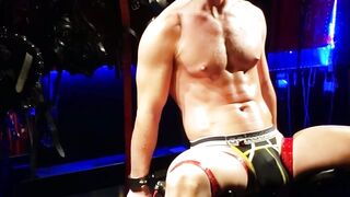 Hottie jock aroused as he gets choked and punched by master