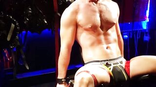 Hottie jock aroused as he gets choked and punched by master