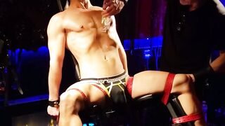 Hottie jock aroused as he gets choked and punched by master