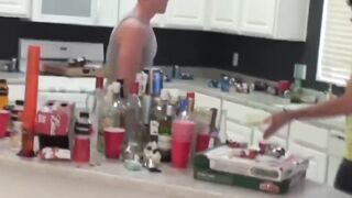 Prankster frat men violates grant on the frat house floor