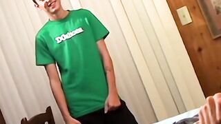 Twinks stroke their cocks while they are sitting together