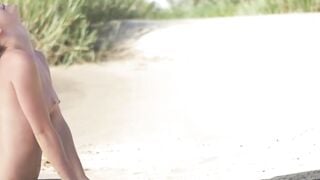 FemJoyXXX.com - Natalie E's white sand self tease and goddess like fun