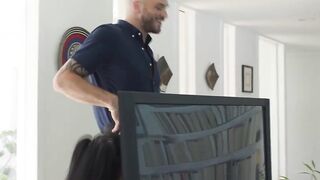 Big tits nerd TS fucked by the handymans big dick