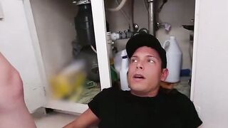 CreampiedTeenie.com - Horny Sydney Cole gets piped hard by the plumbers massive cock