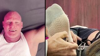Dominant Thom uses an electric toothbrush to tickle stud Dev