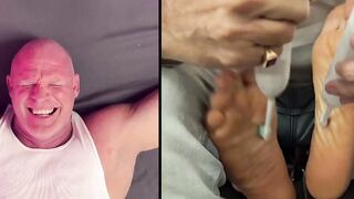 Dominant Thom uses an electric toothbrush to tickle stud Dev