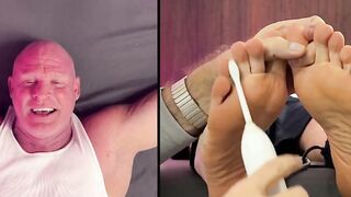 Dominant Thom uses an electric toothbrush to tickle stud Dev