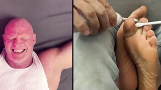 Dominant Thom uses an electric toothbrush to tickle stud Dev