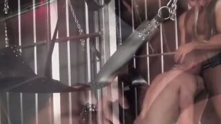 Bald stud Adam Russo slides his cock into the wet asshole of bound guy