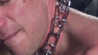 Bald stud Adam Russo slides his cock into the wet asshole of bound guy