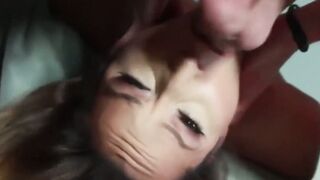 Adorable trans beauty throatfucked before ass pounding
