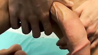 Twink enjoys stroking his big cock until he can cum as well