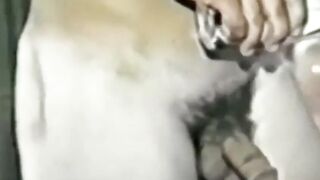 RetroDudes.com - Older homo relaxes on sofa while jerking off and smoking