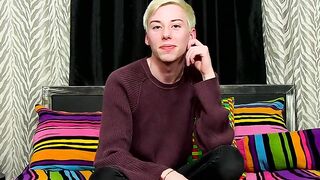 Young twink interviewed before jerking off hard