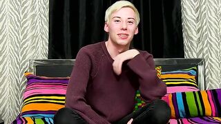 Young twink interviewed before jerking off hard