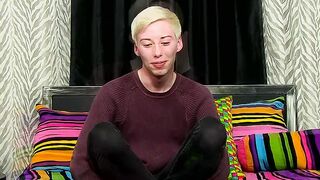 Young twink interviewed before jerking off hard