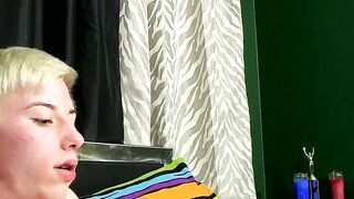Young twink interviewed before jerking off hard
