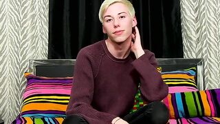Young twink interviewed before jerking off hard