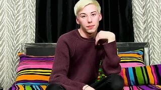 Young twink interviewed before jerking off hard