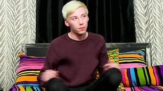 Young twink interviewed before jerking off hard