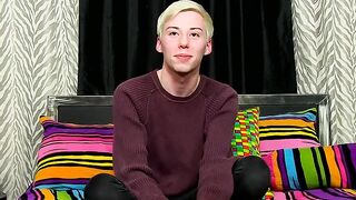 Young twink interviewed before jerking off hard