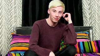 Young twink interviewed before jerking off hard