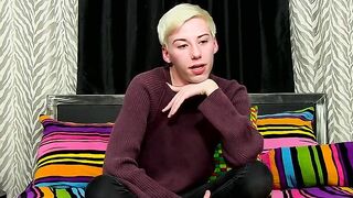 Young twink interviewed before jerking off hard
