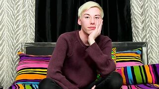 Young twink interviewed before jerking off hard