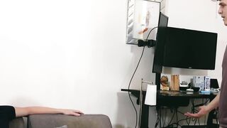 Sage Roux wanks his hard cock while rimmed by stepdad Brody Kayman